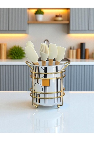 Kaşıklık - Geometrik Desen Gold Siyah
