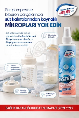 Resteril Doğal Alkolsüz Bebek Çocuk Dezenfektan Su Bazlı Hijyen Spreyi 200 ML