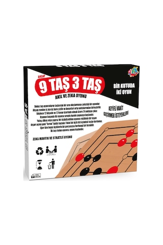 Ritoys Ahşap 9 Taş 3 Taş Zeka Oyunu