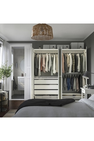 Ikea Beyaz Geniş Kapaklı Gardırop 200x60x201 Cm