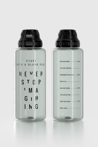 Renga Ege Yazı Desenli 1000 Ml Tritan Matara 912141 Siyah Siyah