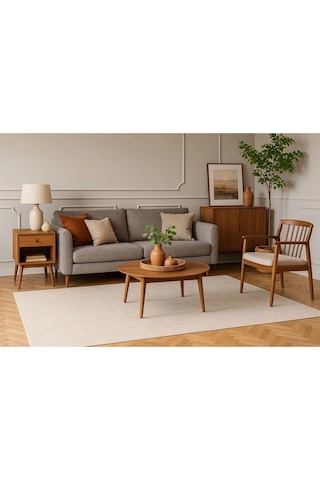 Modern Halı Dekoratif Kilim Krem Renk