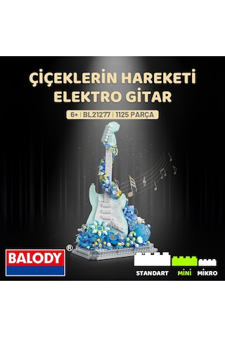 Balody Çiçeklerin Hareketi Elektro Gitar Bl21277 Mini Blok Yapı Oyuncakları Seti