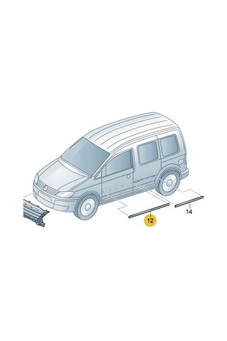 VW Caddy 11-15 Sol Ön Kapı Çıtası Bandı Siyah Plastik 2K0853515E