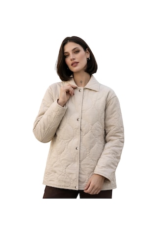Kadın Desenli Çıtçıtlı Çift Cepli Oversize Kapitone Ceket-391 Taş
