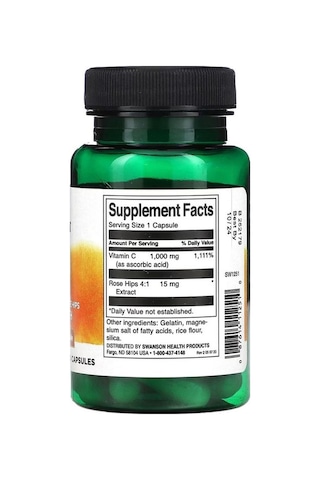 Swanson, Vitamin C With Rose Hips, 30 Kapsül