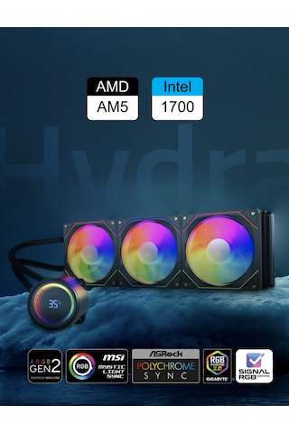 Gametech Hydra Siyah Ahd360mm Isı Dereceli Argb Sıvı Soğutma