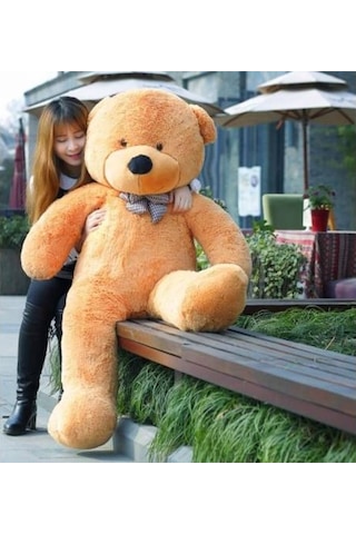 140 Cm Papyonlu Kahverengi Büyük Ayıcık Peluş Ayı (%100 Yerli)