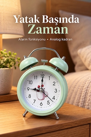 Zenvia Desenli Kadranlı Analog Masa Saati Alarm Özellikli Znv2026 Çok Renkli