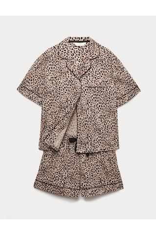Marks & Spencer Desenli Pijama Takım T37002207J Kahverengi