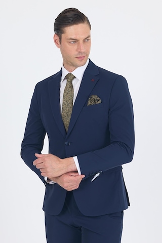 İmza Lacivert Mono Yaka Yarım Astar 6 Drop Slim Fit Beli Lastikli Takım Elbise 1001250121 Lacivert