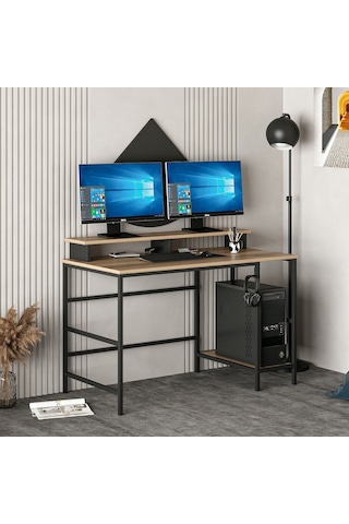 Minarmobilya Minar Greta Çalışma Masası Modül2 - Dore/Siyah Ceviz