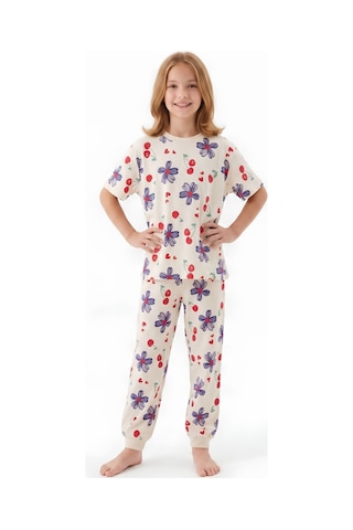 Modanino Kız Çocuk %100 Pamuk Pijama Takımı 3-13 Yaş 12713ıs Ekru