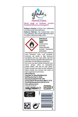 Hava Tazeleyici Aerosol, Oda Kokusu, Tropikal Floral, 300ml
