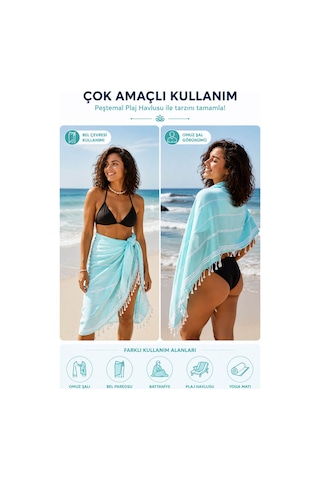 Sultan Peştemal Havlu 100 Pamuklu Deniz Plaj Banyo Peştemali 100x180 Cm Mint Yeşil