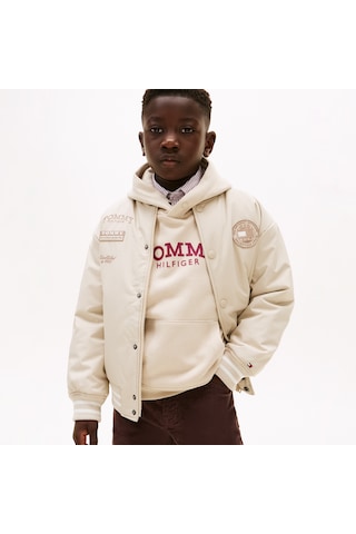 Tommy Hilfiger Padded Graphic Bomber Çocuk Ceket Kb0kb10079 Bej