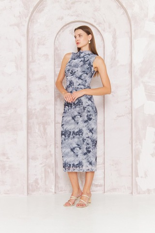 Kadın Gri Sıfır Kol Tül Elbise Dm1043 Gri