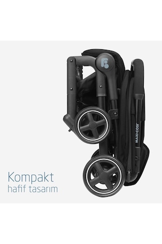 MaxiCosi Lara2 Ultra Kompakt Otomatik Katlanan Kabin Boy Seyahat Sistem Olabilen Bebek Arabası Essential Black