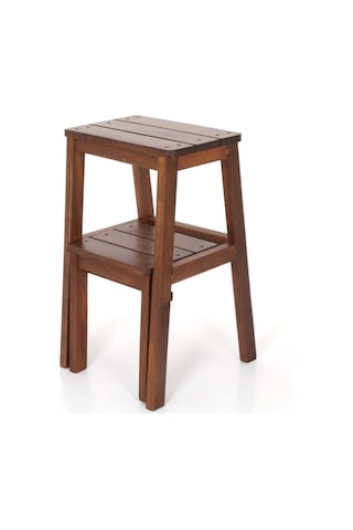 Merdiven Tabure 2 Basamaklı Ceviz Renk 58x35x25cm Diğer