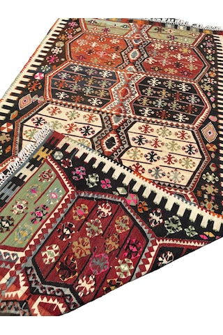 El Dokuma Malatya Akçadağ Kilimi Çift Kanat 155x300 Kök Boya %100 Yün Kilim