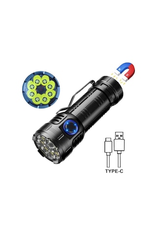 Wt-623 7 Modlu 8+1 Led Şarjlı Çantalı Cree Q8 + Xpg Led Mıknatıslı El Feneri Siyah