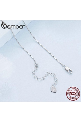 Bamoer 925 Ayar Gümüş Parlayan Zirkon Kolye Kolye Çift Katmanlı Boyun Zinciri Kadınlar İçin Nişan Düğün Güzel Takı Gümüş