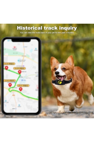 Geekyou Z8-a Evcil Hayvan Gps Takip Cihazı - Canlı Konum, Gps+lbs, Elektronik Çit, Tarihi Yol, Uzaktan Dinleme, 5 Gün Pil, Su Geçirmez Siyah
