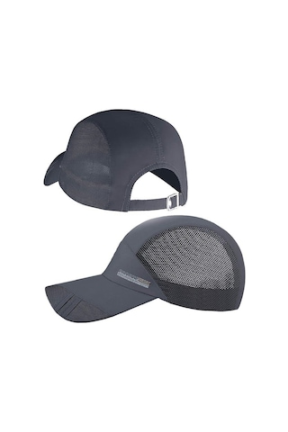 Valkyrie Erkek Spor Şapka Fileli Nefes Alabilen Ayarlanabilir Yazlık Koşu Outdoor Şapka Antrasit Koyu Gri