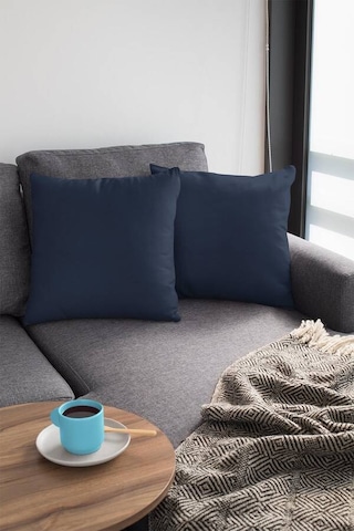 Lacivert Sade 4'lü Set Çift Taraflı Kırlent Kılıfı 4krl022n11