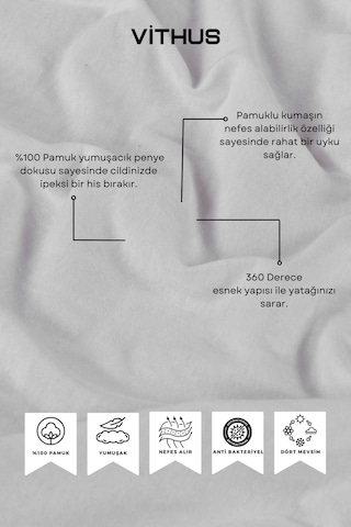 %100 Pamuk Penye Lastikli Çarşaf Tek Kişilik, Çift Kişilik Ve Battal Boy Beyaz