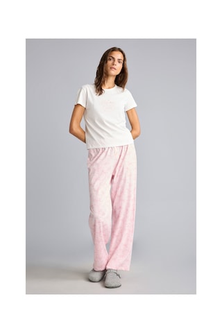 Defacto Kısa Kollu Üst Desenli Geniş Paça Alt Pijama Takımı H4196ax26aupn38 Pembe-pn38