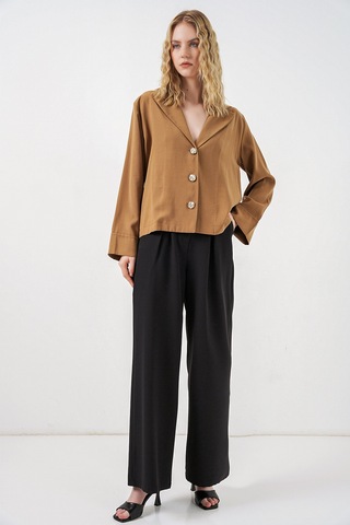 Bigdart Kadın Kruvaze Yaka Oversize Ceket 0747 - Camel