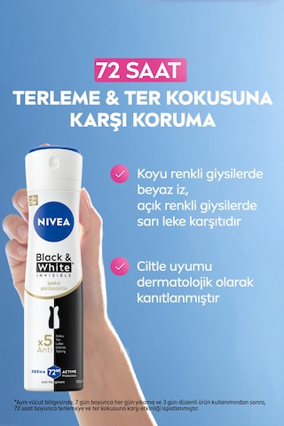 Black White Invisible İpeksi Pürüzsüzlük Kadın Deodorant Sprey 150 Ml