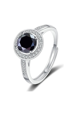 Siyah Bague Ringen Yuvarlak D Renk Vvs 1/2ct Mozanit Yüzükler Gümüş 925 Takı Kadın Alyans Nişan Ayarlanabilir Boyutu 1 Ct 1ct Adjustable