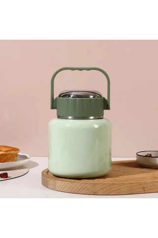Çelik Mama Termosu Sıcak Veya Soğuk Yiyecekler İçin Öğle Yemeği Termosu 900 Ml - Yeşil Yeşil