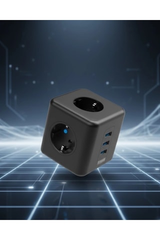 Ceylan Adam Elektronik Cihazlar İçin Akım Korumalı 3 Prizli Usb Li Küp Priz Standart
