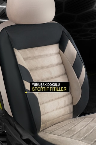 Mercedes C Serisi W205 2014-2021 Bütün Arka Sırt Oturak Uyumlu Vira Grindelegance Bej Siyah Koltuk K