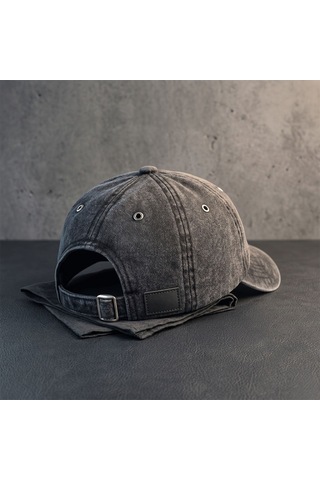 Bk Gift Kişiye Özel Harf Nakışlı Vintage Siyah Beyzbol Şapkası Unisex Eskitme Kumaş Metal Tokalı