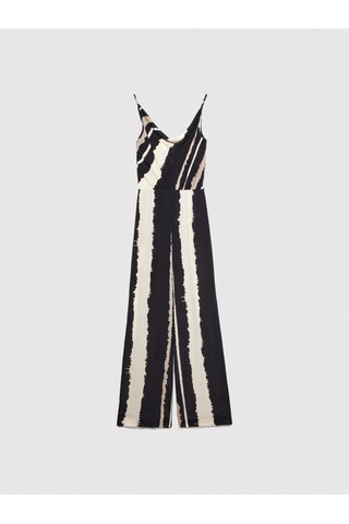Sisley %100 Viskoz Tamamı Baskılı Asimetrik Yakalı Palazzo Tulum Kadın Turuncu Tulum - 324p4waxlt00ı