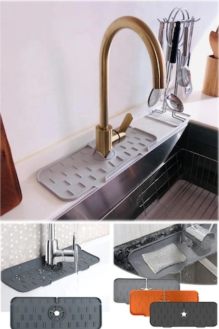 Tezgah Sıçrama Koruyucu Silikon Musluk Altı Mutfak Banyo Lavabo