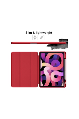 Apple Uyumlu iPad Air 11 İnç M2 2024 Kılıf Pen Slot Charging Case Kalem Bölmeli A2902 A2903 A2904 Kapaklı Kılıf