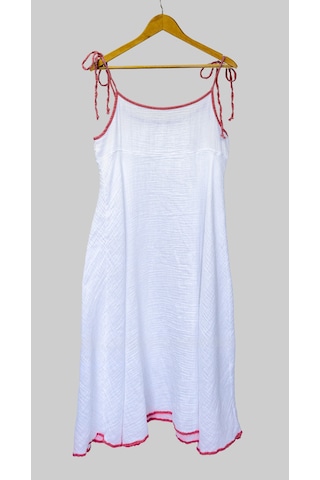 %100 Pamuk Müslin Nefes Alır Kadın Askılı Gecelik Elbise Pijama Rahat, Şık Ve Çok Amaçlı Pembe