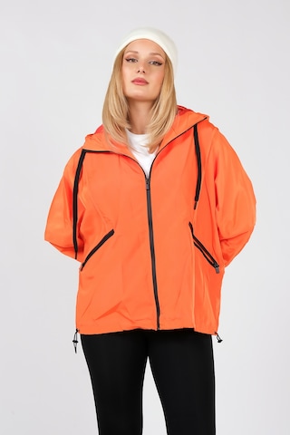 Giyim Dümnyası Kadın Paraşüt Kumaş Kapüşonlu Yağmuluk Turuncu 001