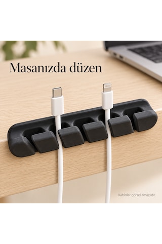 Masaüstü Kablo Düzenleyici Şarj Kablosu Tutucu Organizer 5 Kanallı