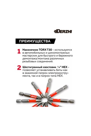 Derzhı Torx T30 L50 Mm, 10 Parça Şarjlı Tornavida Uçları Seti 196689079