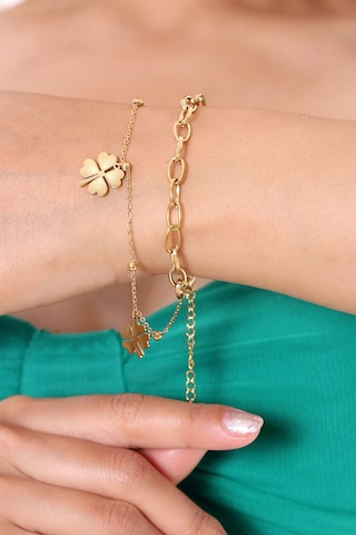 Yonca  Çelik Bileklik Altın Kaplama