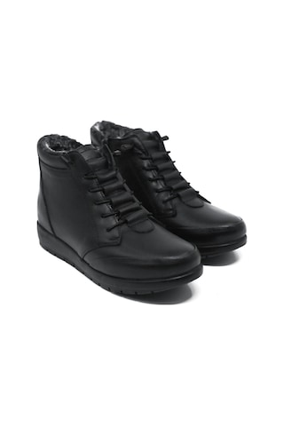 Kadın Siyah Hakiki Deri Içi Kürklü Comfort Tam Ortopedik Anne Botu Siyah