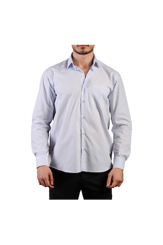 Dicotto Açık Mavi Büyük Beden Rahat Kesim Cepli Uzun Kol Regular Fit Erkek Gömlek - 150-3 001