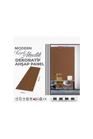 Keçeli Dekoratif Akustik Ahşap Panel Bambu Renk 60x240cm .