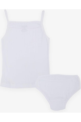 Breeze Kız Çocuk Atlet & Slip Takım Jakarlı 3-11 Yaş, Beyaz-beyaz Beyaz